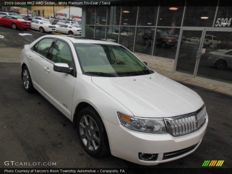 White Platinum Tri-Coat / Sand 2009 Lincoln MKZ AWD Sedan