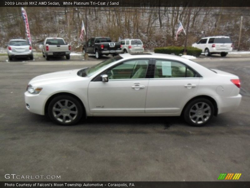 White Platinum Tri-Coat / Sand 2009 Lincoln MKZ AWD Sedan