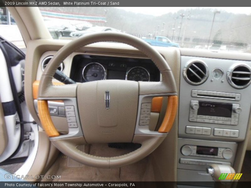 White Platinum Tri-Coat / Sand 2009 Lincoln MKZ AWD Sedan