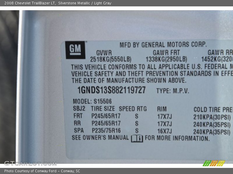 Silverstone Metallic / Light Gray 2008 Chevrolet TrailBlazer LT