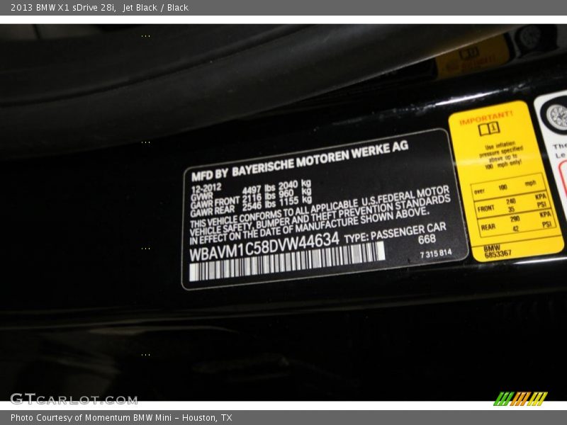 Jet Black / Black 2013 BMW X1 sDrive 28i