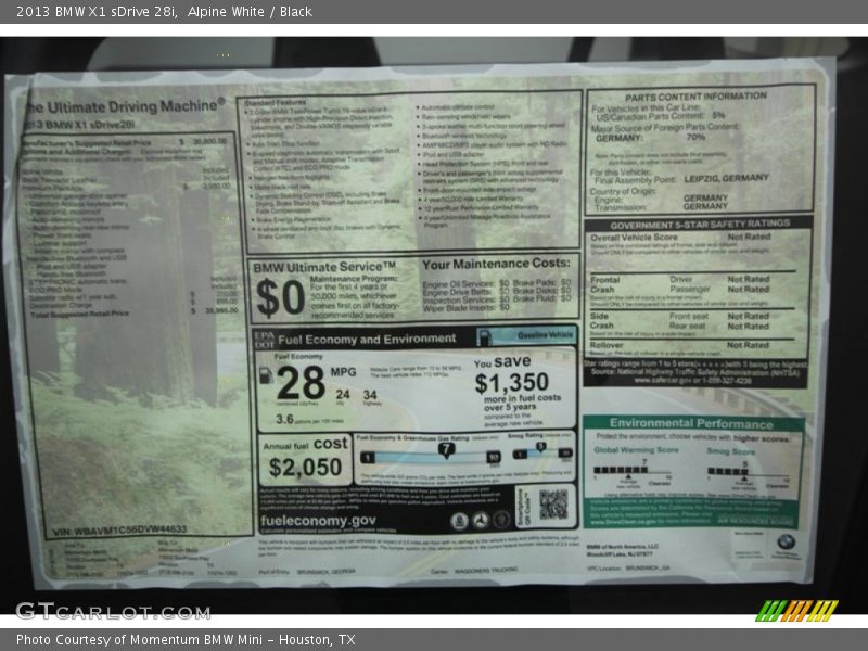 Alpine White / Black 2013 BMW X1 sDrive 28i