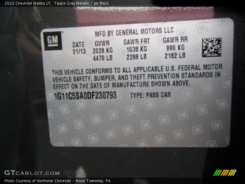Taupe Gray Metallic / Jet Black 2013 Chevrolet Malibu LT