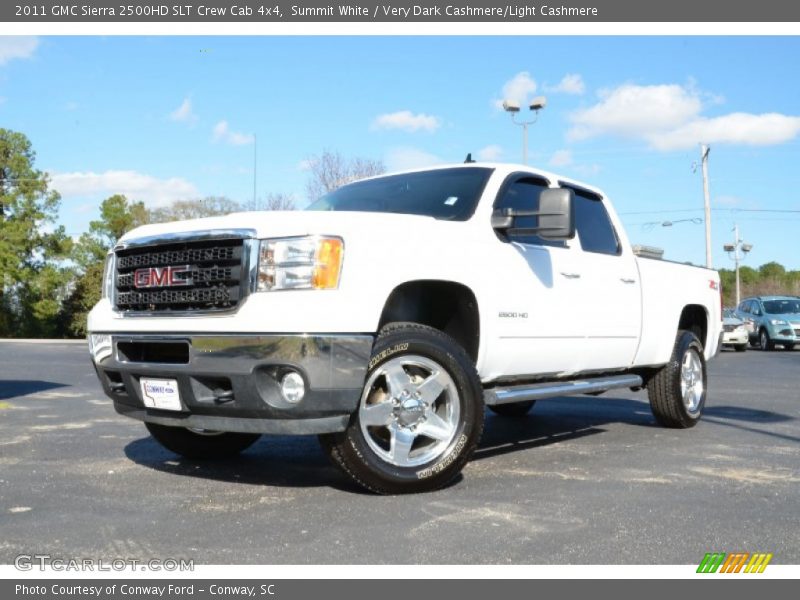 Summit White / Very Dark Cashmere/Light Cashmere 2011 GMC Sierra 2500HD SLT Crew Cab 4x4