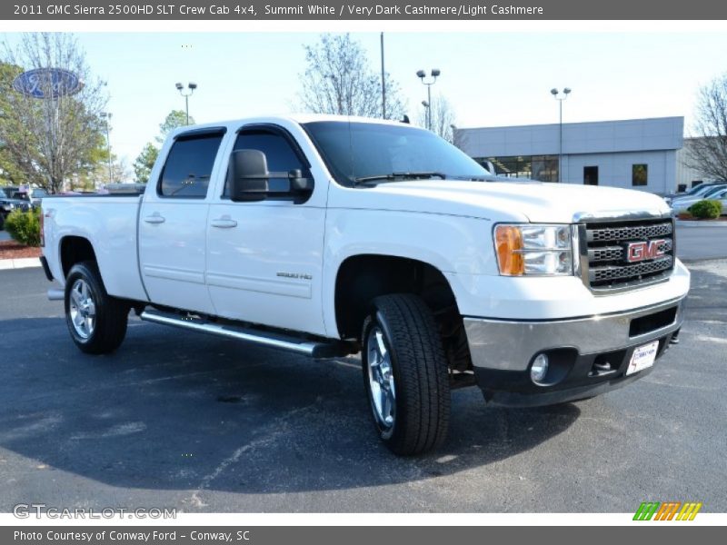 Summit White / Very Dark Cashmere/Light Cashmere 2011 GMC Sierra 2500HD SLT Crew Cab 4x4