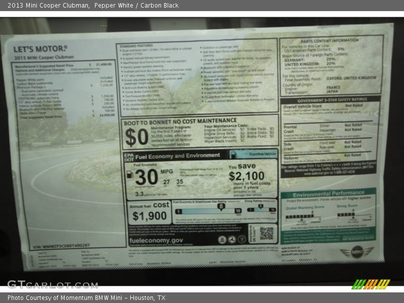 Pepper White / Carbon Black 2013 Mini Cooper Clubman