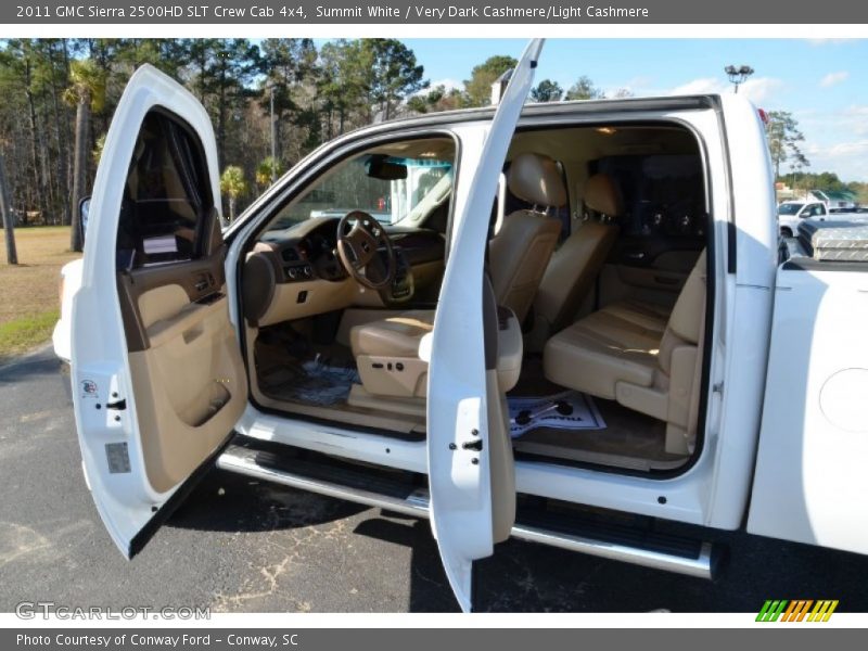 Summit White / Very Dark Cashmere/Light Cashmere 2011 GMC Sierra 2500HD SLT Crew Cab 4x4