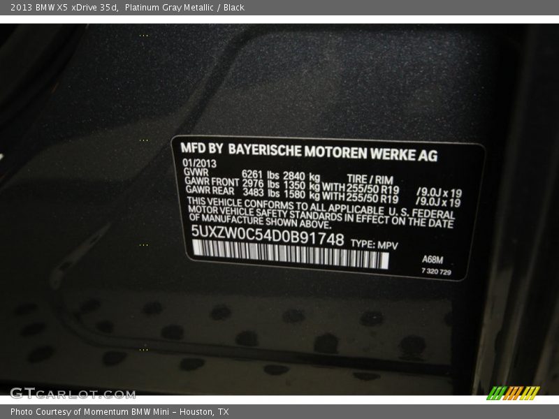 2013 X5 xDrive 35d Platinum Gray Metallic Color Code A68