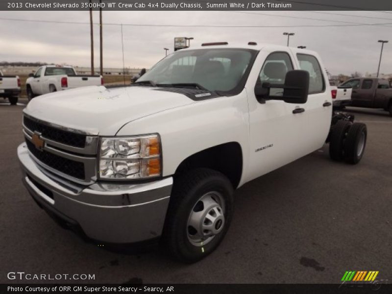 Summit White / Dark Titanium 2013 Chevrolet Silverado 3500HD WT Crew Cab 4x4 Dually Chassis