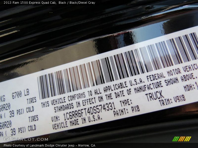 Black / Black/Diesel Gray 2013 Ram 1500 Express Quad Cab