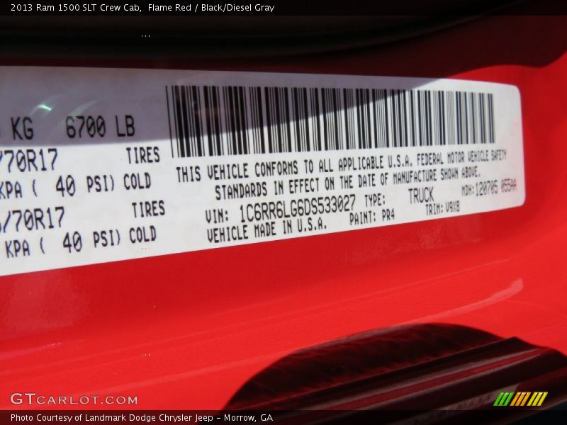 2013 1500 SLT Crew Cab Flame Red Color Code PR4