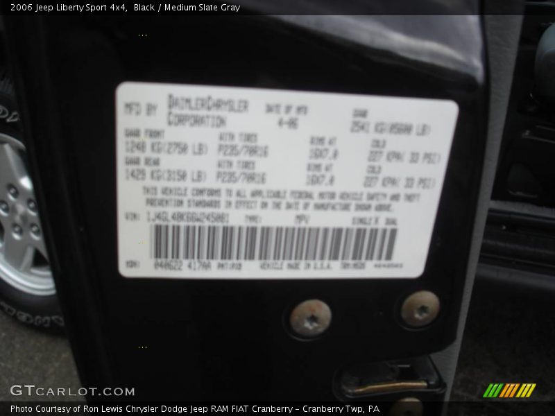 Black / Medium Slate Gray 2006 Jeep Liberty Sport 4x4