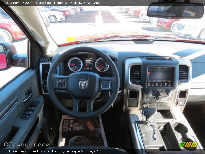 Flame Red / Black/Diesel Gray 2013 Ram 1500 SLT Quad Cab