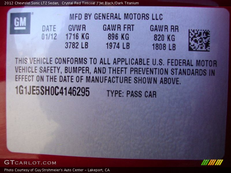 Crystal Red Tintcoat / Jet Black/Dark Titanium 2012 Chevrolet Sonic LTZ Sedan