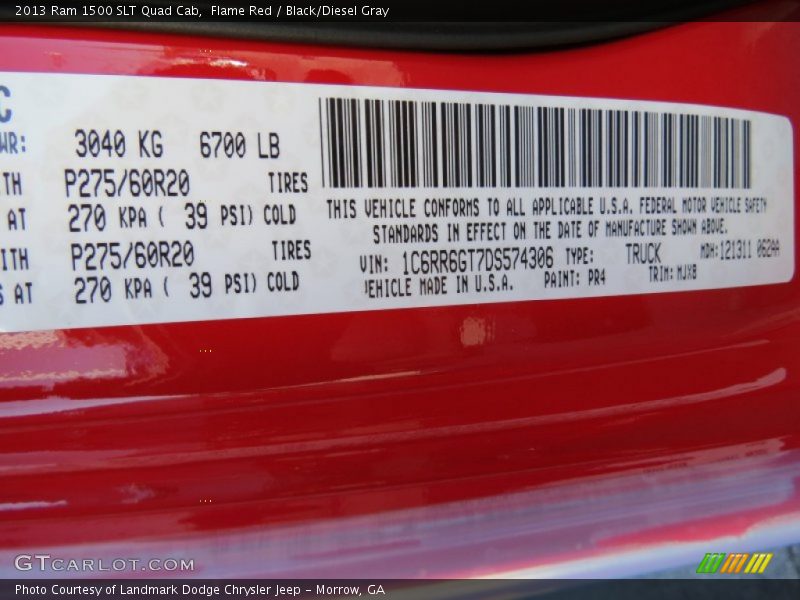 Flame Red / Black/Diesel Gray 2013 Ram 1500 SLT Quad Cab