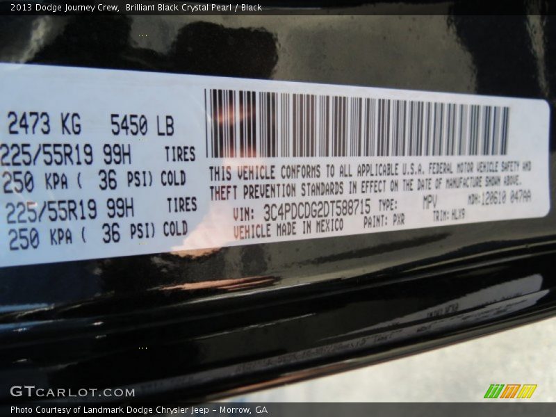 Brilliant Black Crystal Pearl / Black 2013 Dodge Journey Crew