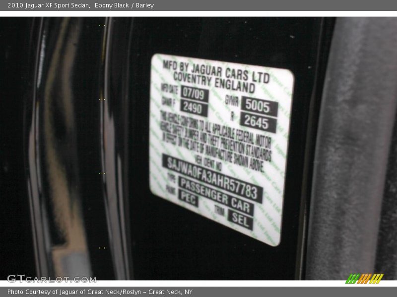 2010 XF Sport Sedan Ebony Black Color Code PEC