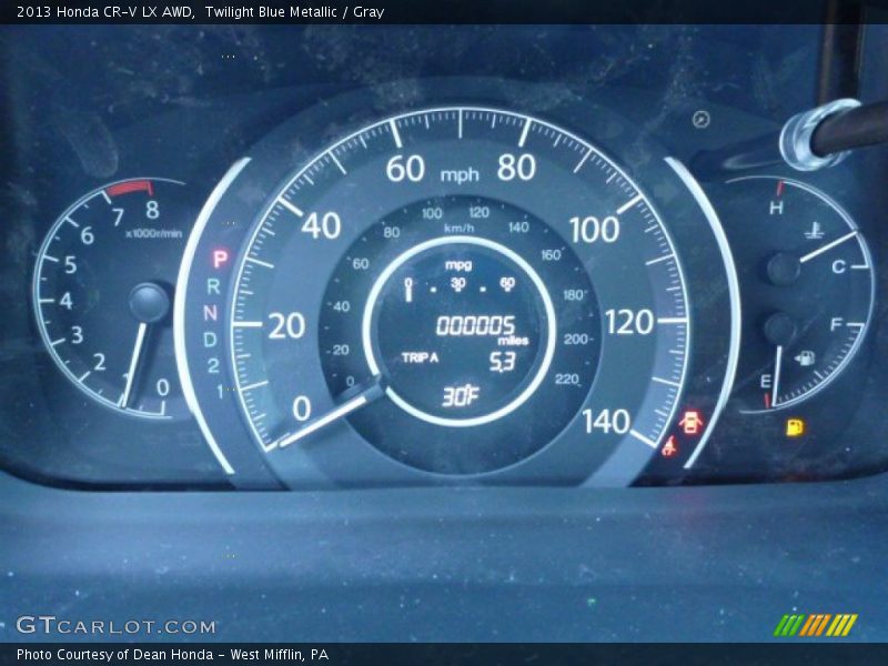 Twilight Blue Metallic / Gray 2013 Honda CR-V LX AWD