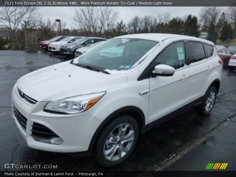 White Platinum Metallic Tri-Coat / Medium Light Stone 2013 Ford Escape SEL 2.0L EcoBoost 4WD