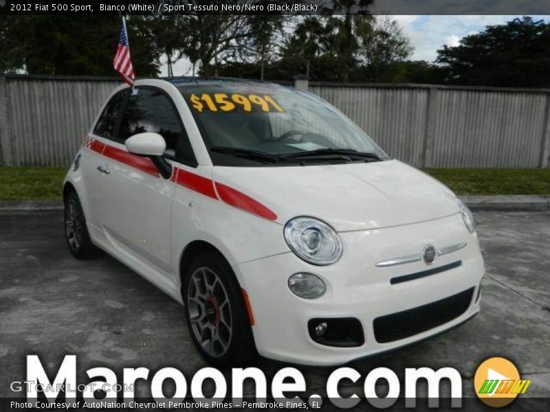 Bianco (White) / Sport Tessuto Nero/Nero (Black/Black) 2012 Fiat 500 Sport