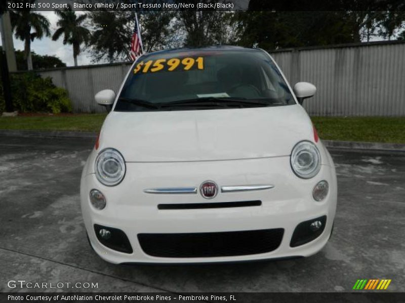 Bianco (White) / Sport Tessuto Nero/Nero (Black/Black) 2012 Fiat 500 Sport