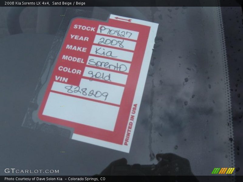 Sand Beige / Beige 2008 Kia Sorento LX 4x4