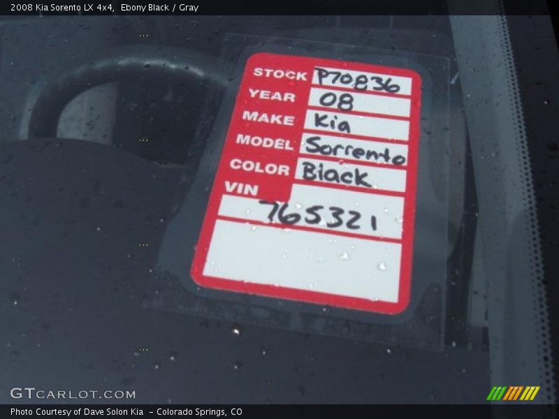Ebony Black / Gray 2008 Kia Sorento LX 4x4