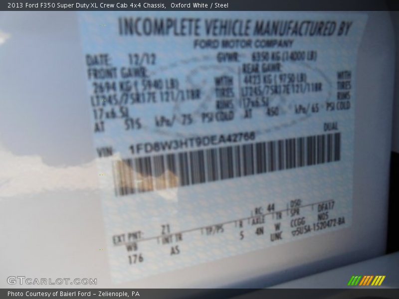 Oxford White / Steel 2013 Ford F350 Super Duty XL Crew Cab 4x4 Chassis