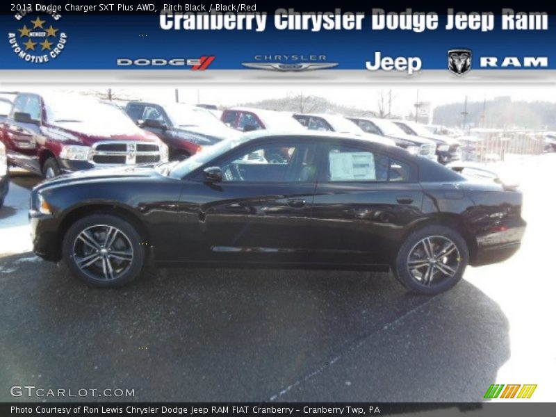 Pitch Black / Black/Red 2013 Dodge Charger SXT Plus AWD