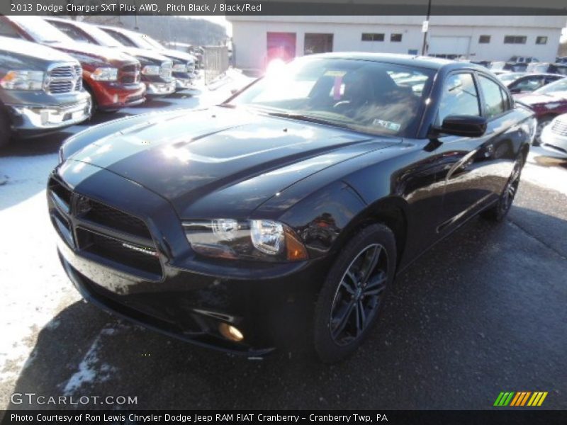 Pitch Black / Black/Red 2013 Dodge Charger SXT Plus AWD