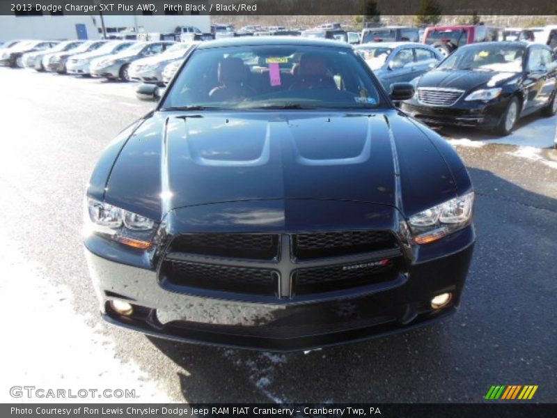 Pitch Black / Black/Red 2013 Dodge Charger SXT Plus AWD