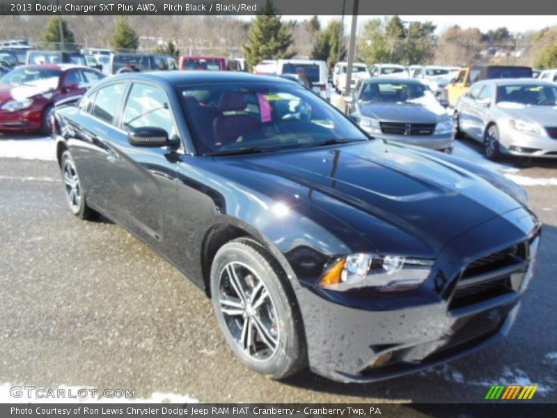 Pitch Black / Black/Red 2013 Dodge Charger SXT Plus AWD