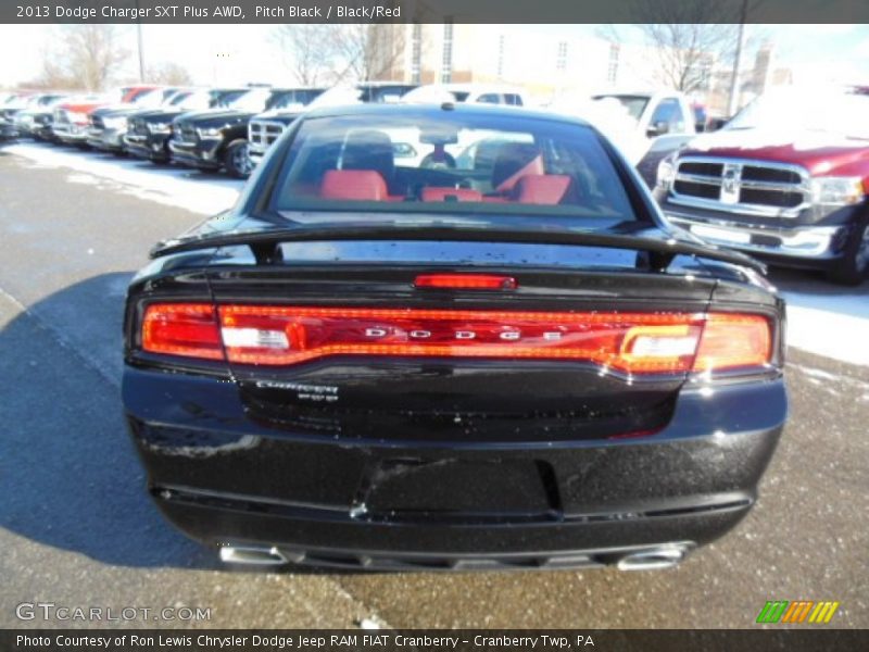 Pitch Black / Black/Red 2013 Dodge Charger SXT Plus AWD