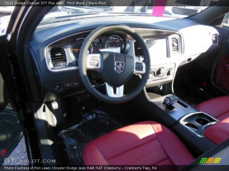 Pitch Black / Black/Red 2013 Dodge Charger SXT Plus AWD
