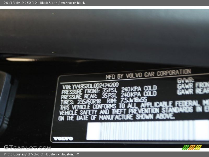 Black Stone / Anthracite Black 2013 Volvo XC60 3.2