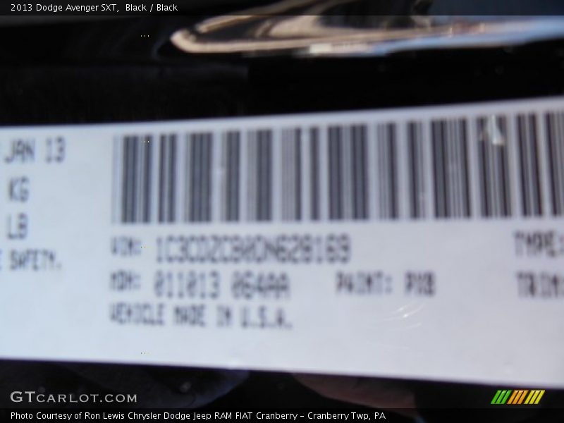 Black / Black 2013 Dodge Avenger SXT