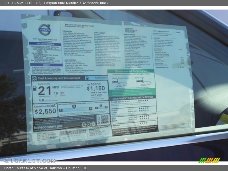 Caspian Blue Metallic / Anthracite Black 2013 Volvo XC60 3.2
