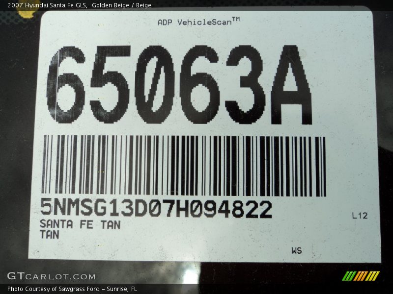 Golden Beige / Beige 2007 Hyundai Santa Fe GLS