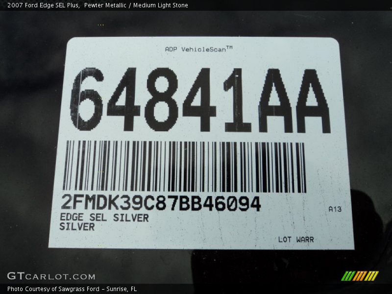 Pewter Metallic / Medium Light Stone 2007 Ford Edge SEL Plus