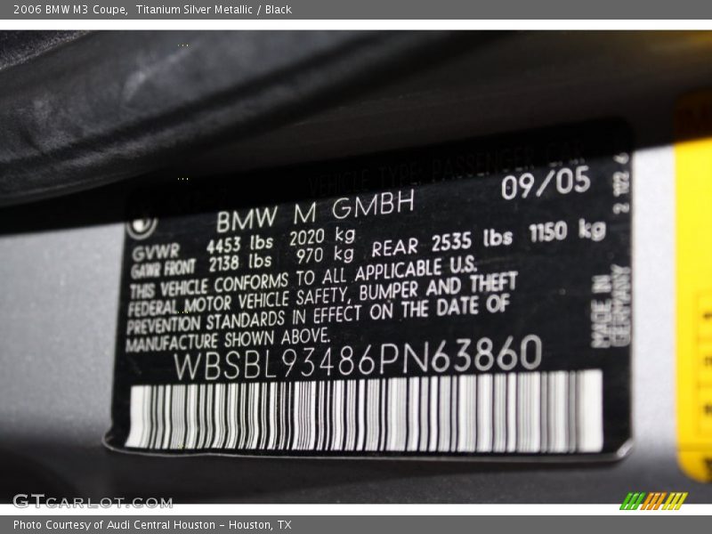 Titanium Silver Metallic / Black 2006 BMW M3 Coupe