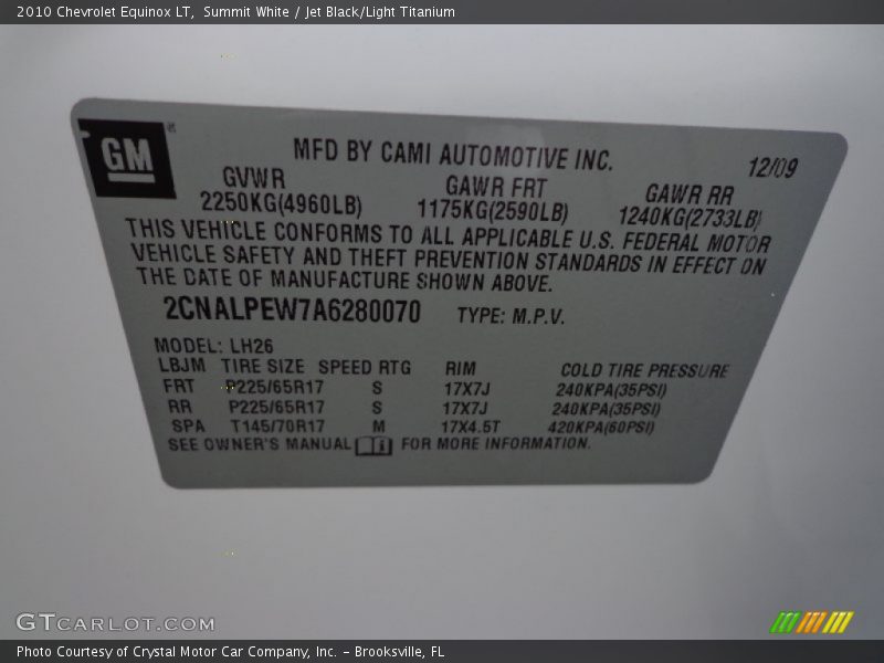 Summit White / Jet Black/Light Titanium 2010 Chevrolet Equinox LT