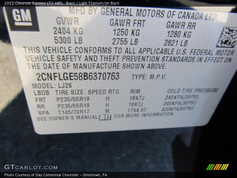 Black / Light Titanium/Jet Black 2011 Chevrolet Equinox LTZ AWD