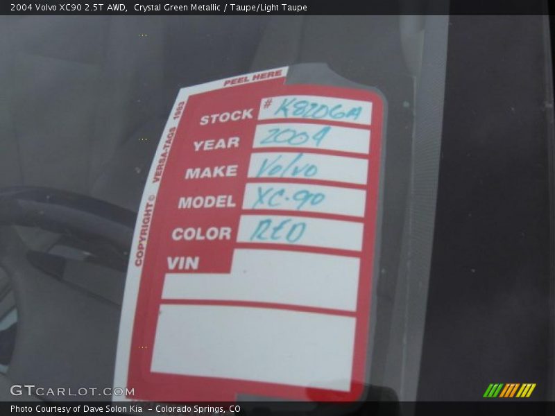 Crystal Green Metallic / Taupe/Light Taupe 2004 Volvo XC90 2.5T AWD