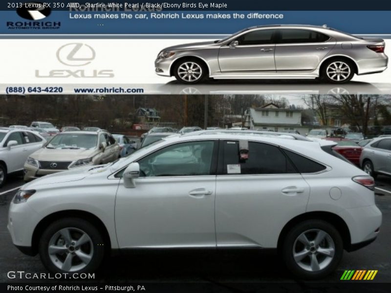 Starfire White Pearl / Black/Ebony Birds Eye Maple 2013 Lexus RX 350 AWD