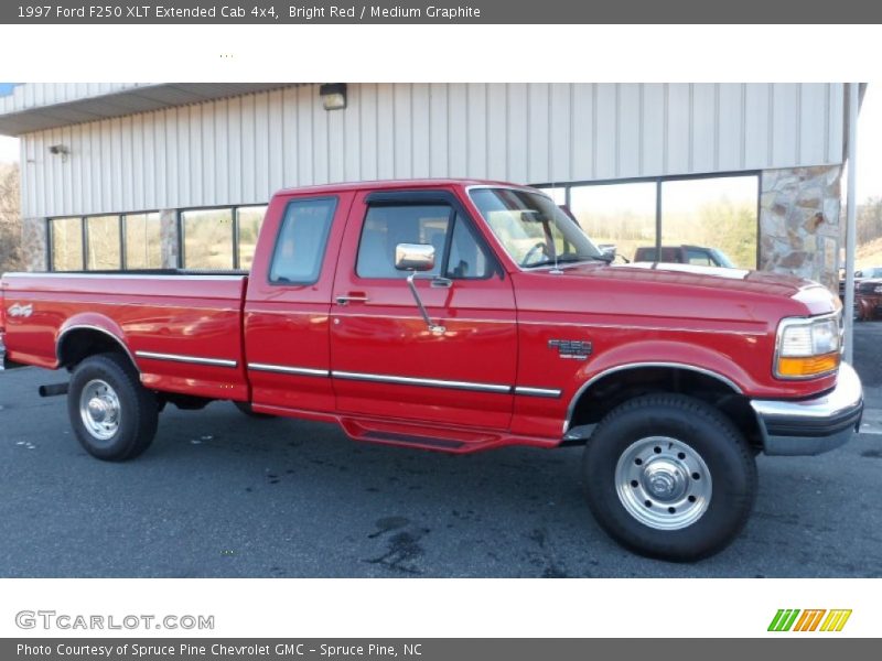 Bright Red / Medium Graphite 1997 Ford F250 XLT Extended Cab 4x4