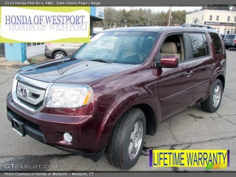 Dark Cherry Pearl / Beige 2010 Honda Pilot EX-L 4WD
