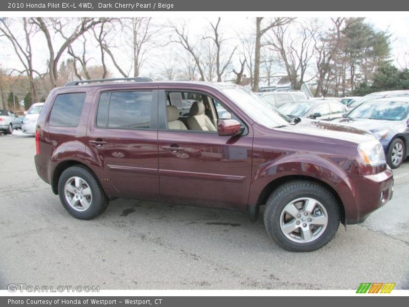 Dark Cherry Pearl / Beige 2010 Honda Pilot EX-L 4WD