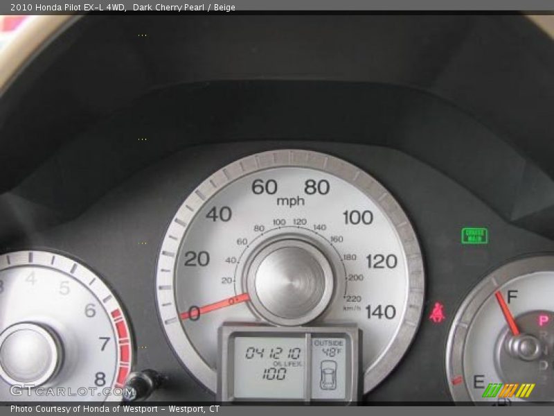 Dark Cherry Pearl / Beige 2010 Honda Pilot EX-L 4WD