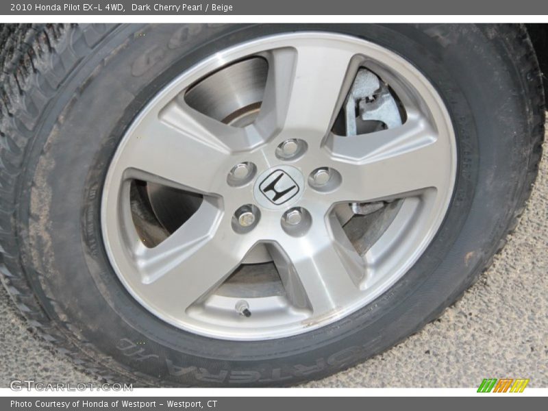 Dark Cherry Pearl / Beige 2010 Honda Pilot EX-L 4WD