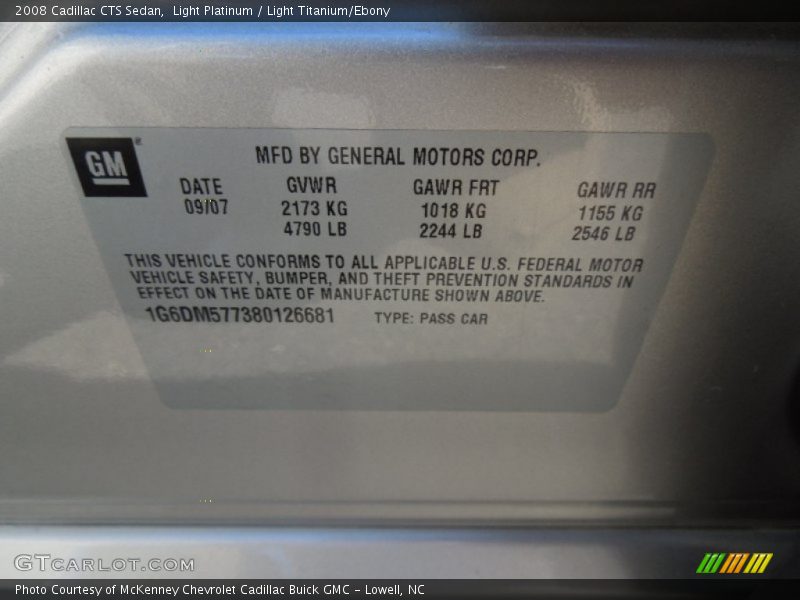 Light Platinum / Light Titanium/Ebony 2008 Cadillac CTS Sedan